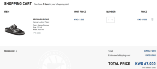 Birkenstock discount applied