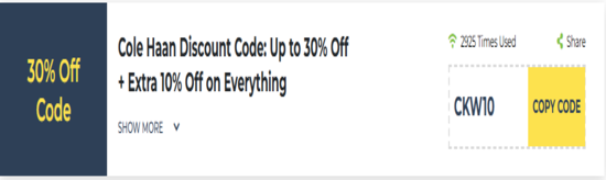 Cole Haan Show Coupon