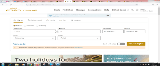 Visit Etihad Airways website