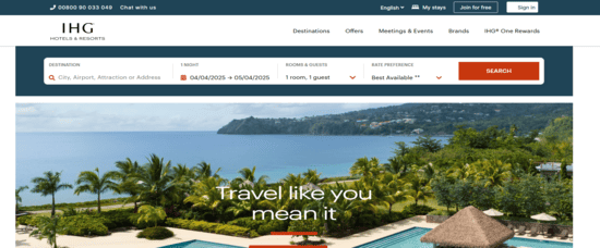 InterContinental Hotels Website