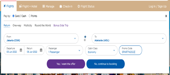 Malaysia Airlines Promo Code Applied