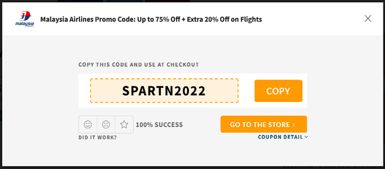 Copy Promo Code of Malaysia Airlines