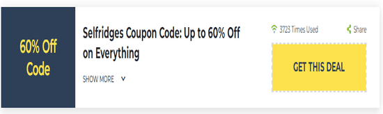 Selfridges Show Coupon